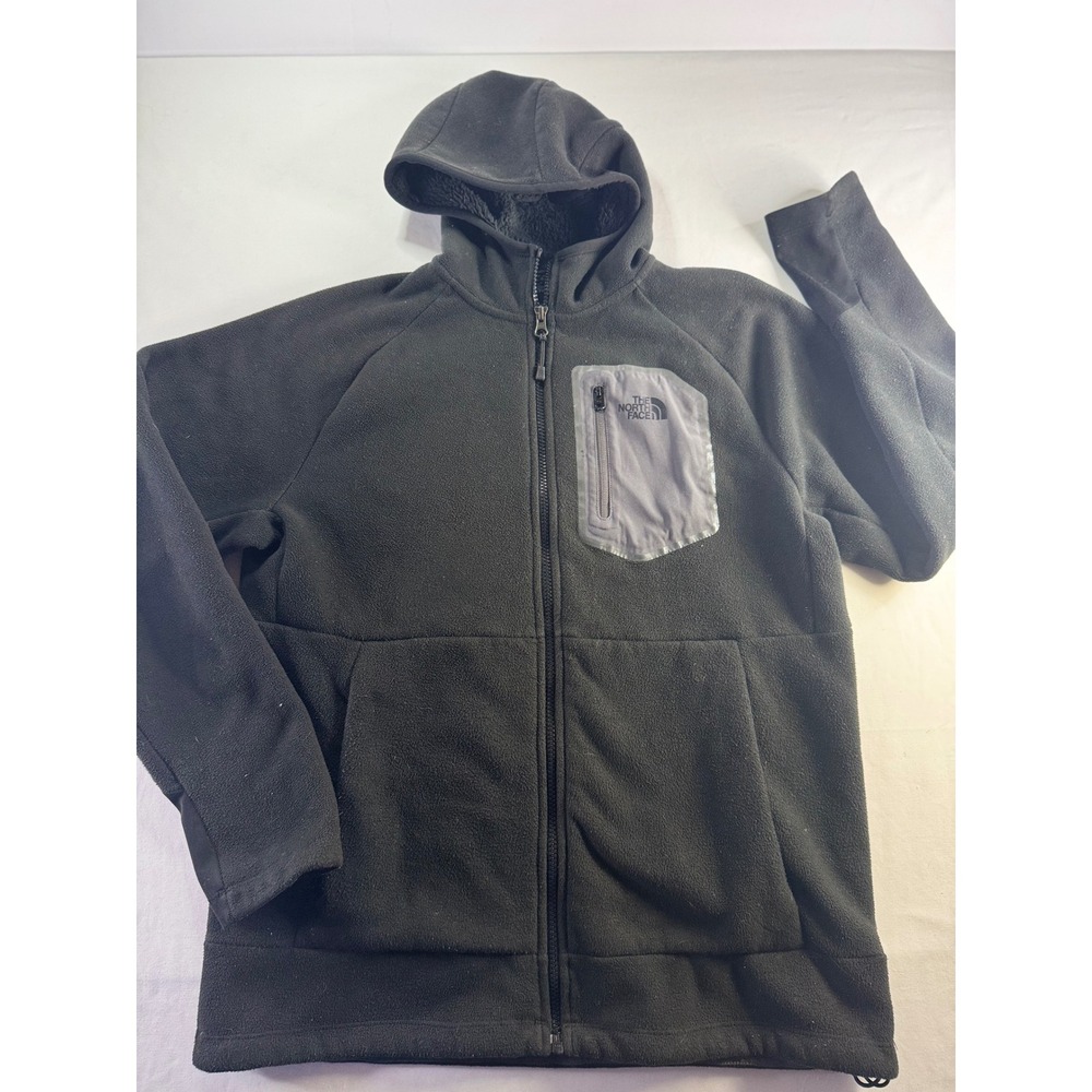 The North Face Mens Black Sherpa Lined Full Zip Fleece Hoodie Jacket Size M